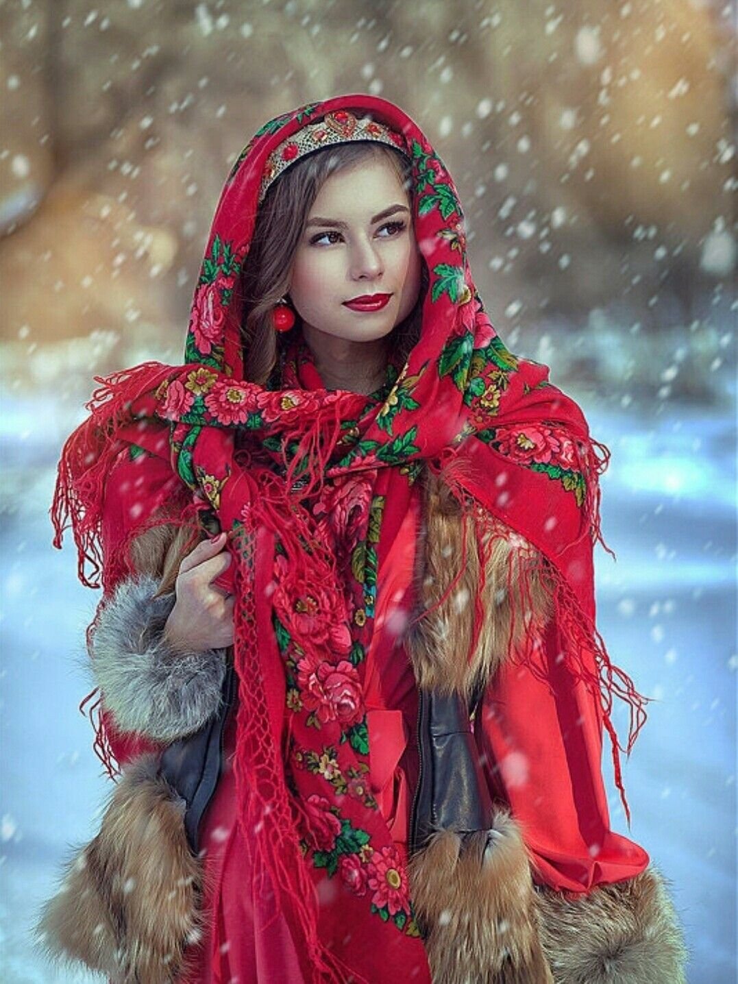 Beautiful girl Women in Slavic costumes in Isfahan